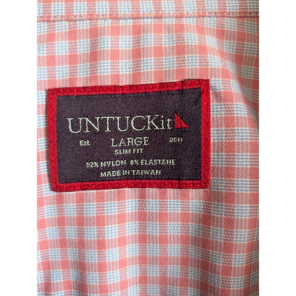 UNTUCKit Shirt Mens Large Slim Fit Button Down Plaid Short Sleeve Single Pocket - Picture 8 of 11